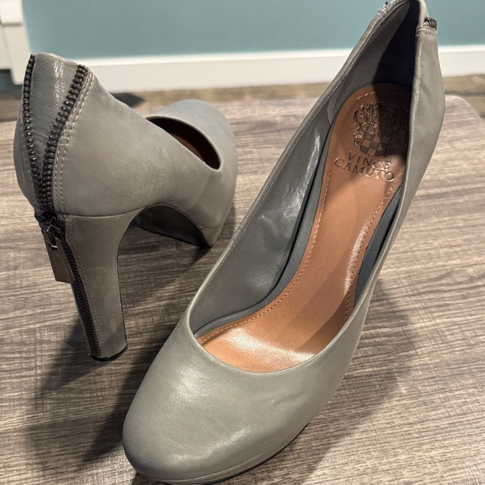 Vince Camuto Gray Leather High Heel Pumps